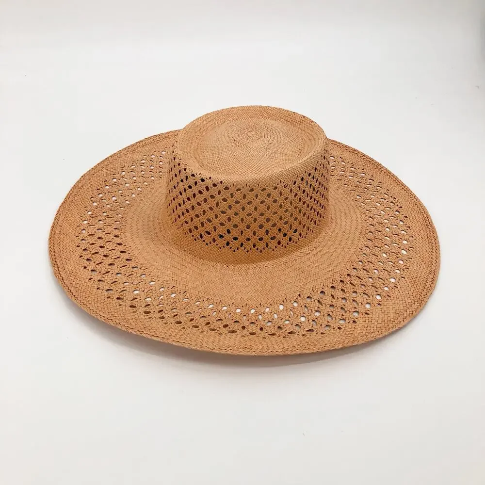 BRAND NEW Van Palma Opale Junior Woven Toquilla Straw Large Brim Hat Size Large